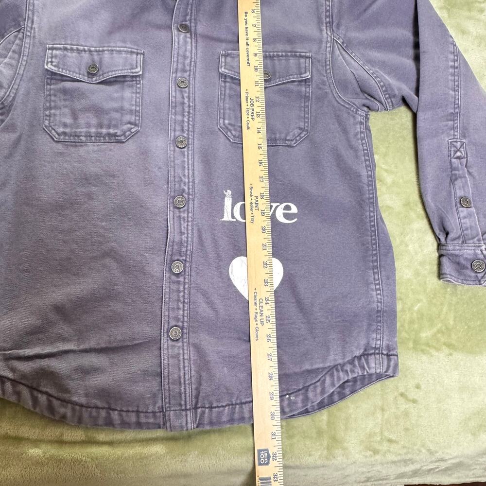 Duluth Trading Fleece Lined Canvas Shirt Jacket Shacket Love Heart Workwear M - Picture 12 of 16